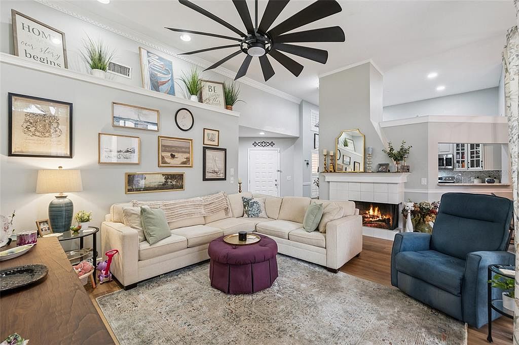 Living room with fireplace