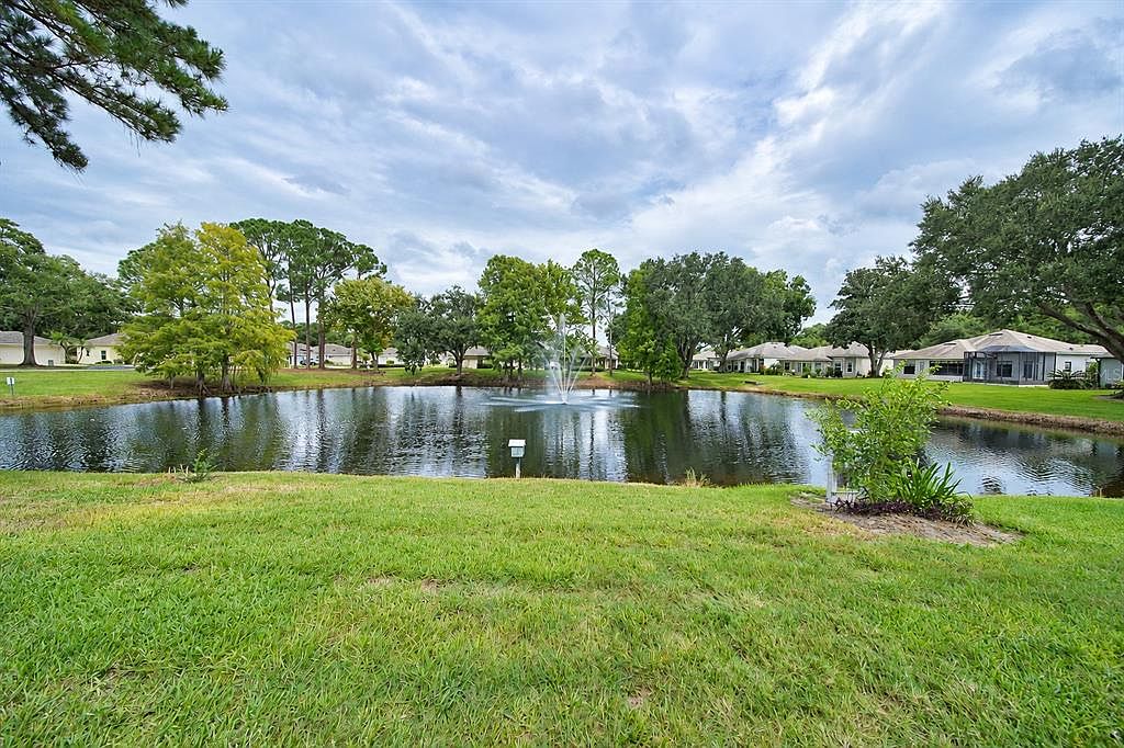 Pond and fountain behind the villa