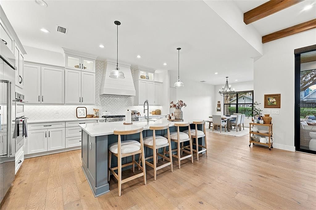 Kitchen with a large center island